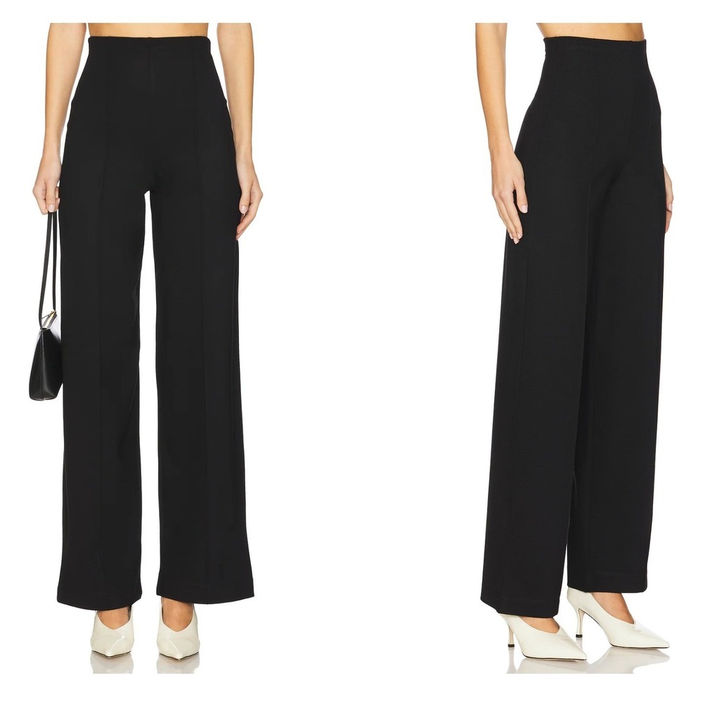 Ripley Rader Ponte Knit Long Wide Leg Pants Women's Sz 4 Pull On Black High Rise
